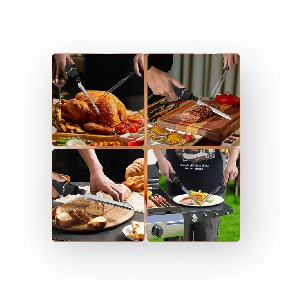 Laudlife ★ Cordless Electric Knife ★ Black ★ Stainless Steel Blades ★ Mag Charge